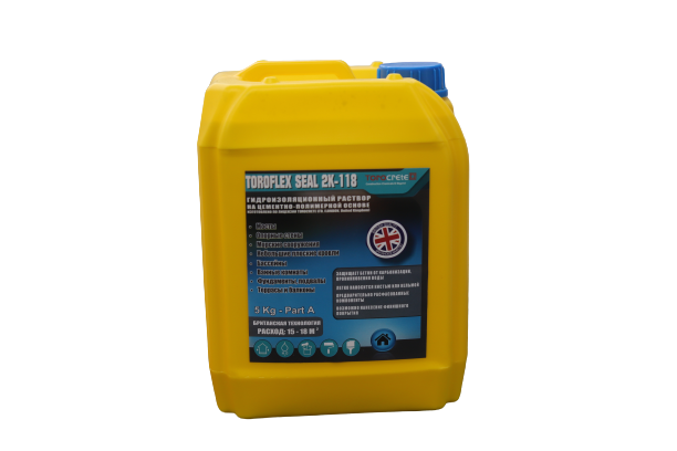 აკრილის პოლიმერული ჰიდროზიოლაცია TOROFLEX SEAL 2K-118.Part A 5 კგ — თხევადი ჰიდროიზოლაცია